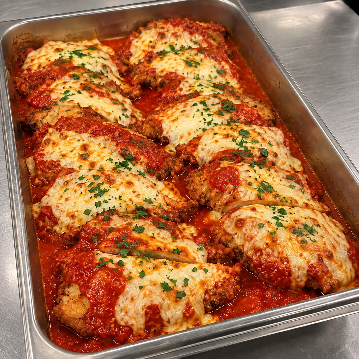 Chicken parmigiana catering tray