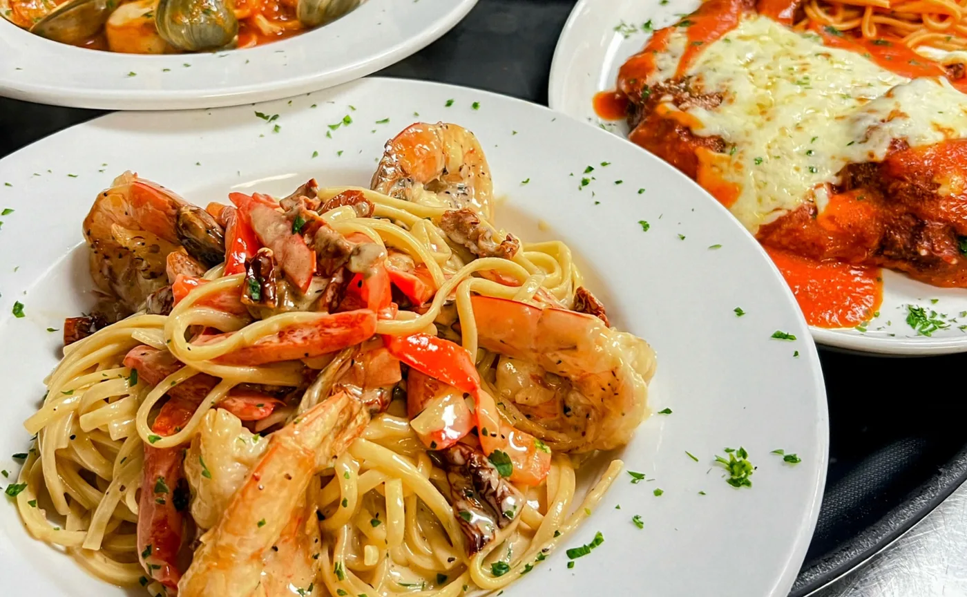 Italian restaurant dining collage at Vincenzo Orlando