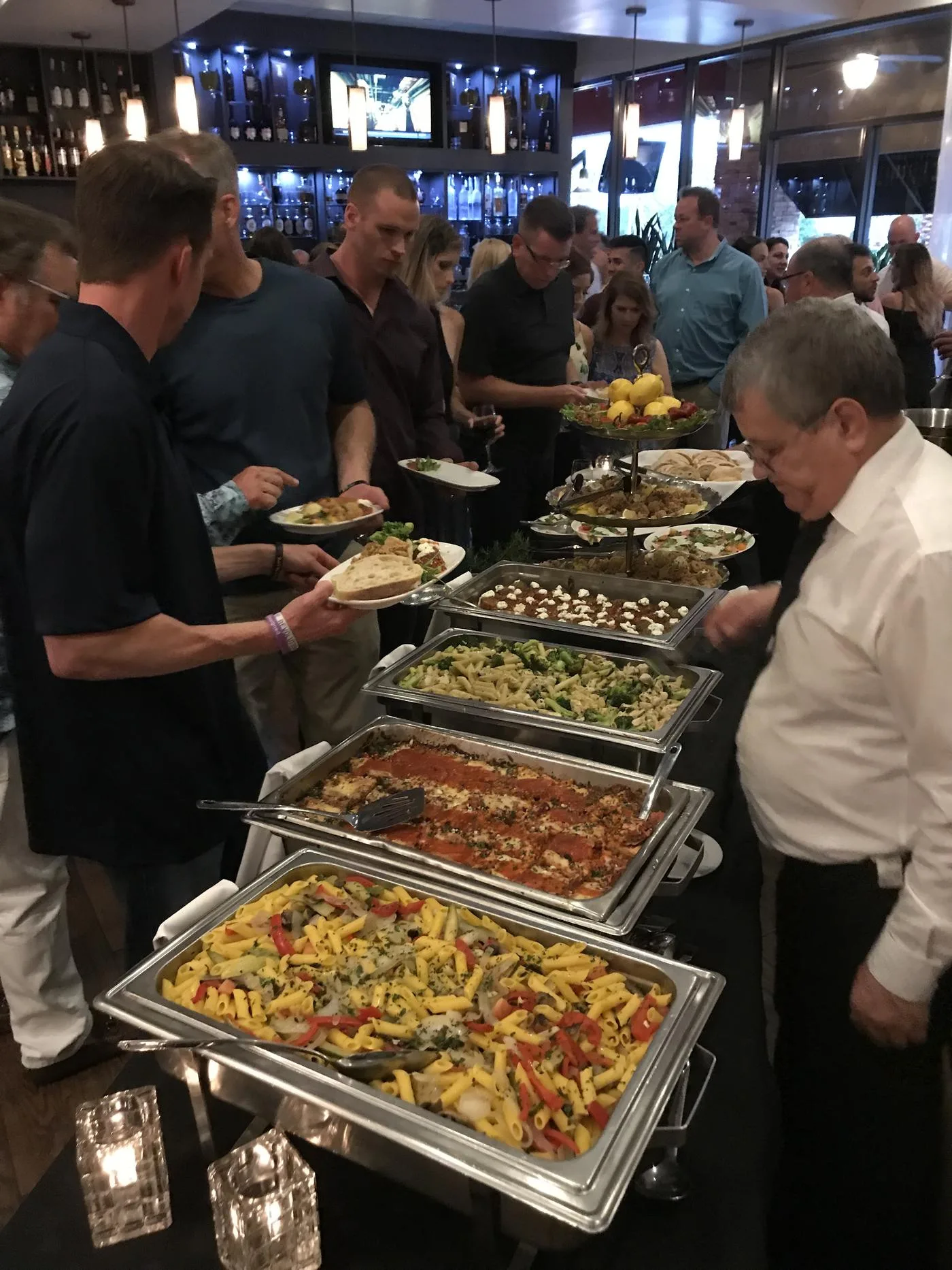 Dinner table setup for 30 guests at Vincenzo Orlando