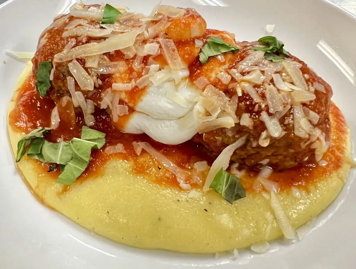 Meatballs polenta at Vincenzo