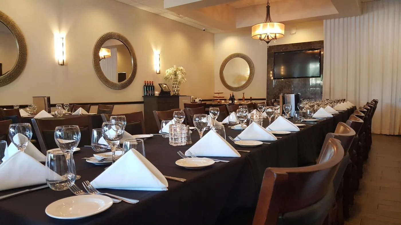 Wedding reception table setting at Vincenzo Orlando